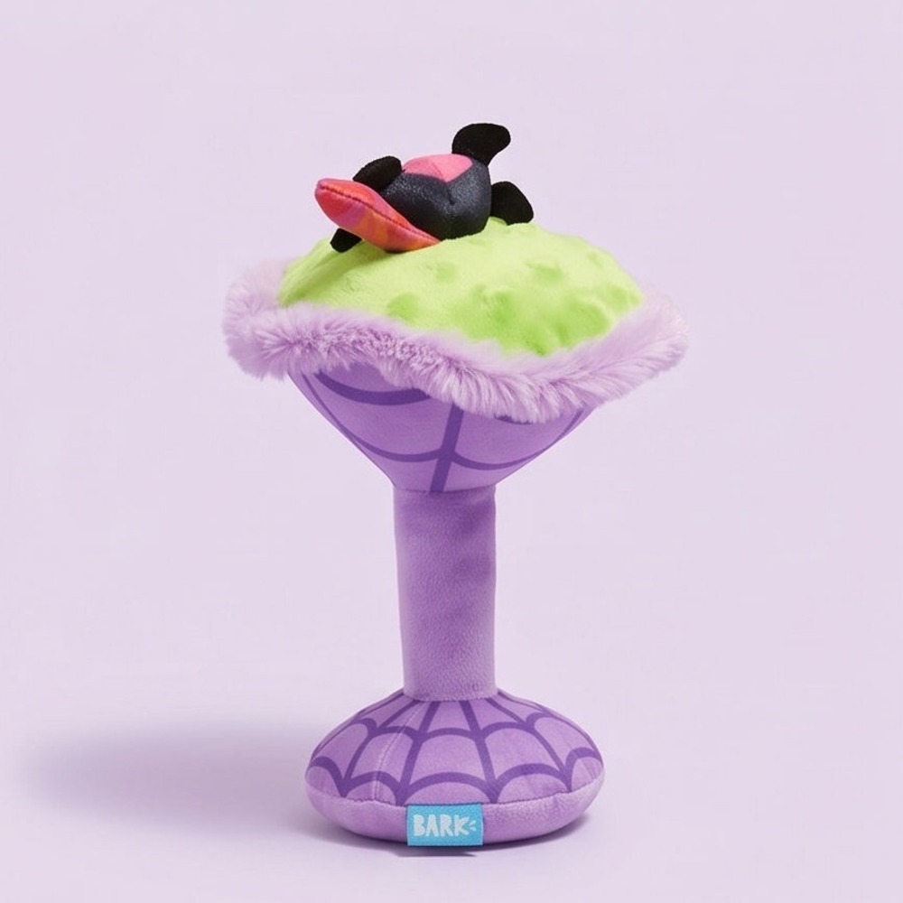 Bark Shaken Mon-Stirred Halloween Dog Toy Martini Purple Green Spiderweb M-L